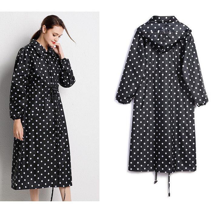 Rain Coat Long Stylish Windbreaker With Detachable Hood Women's