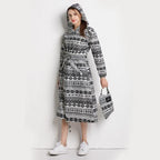 Rain Coat Long Stylish Windbreaker With Detachable Hood Women's