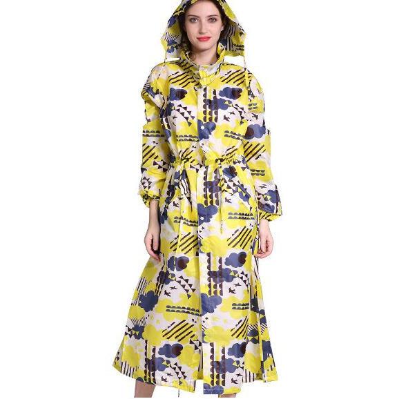 Rain Coat Long Stylish Windbreaker With Detachable Hood Women's