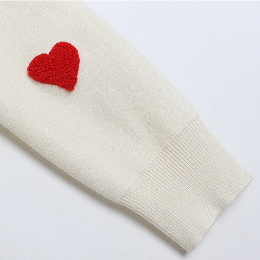 Love Heart Sweater Relaxed Fit Pullover Jumper Women's