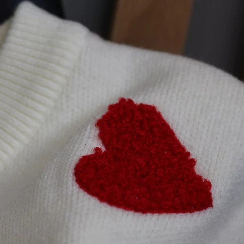 Love Heart Sweater Relaxed Fit Pullover Jumper Women's