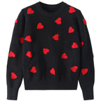 Love Heart Sweater Relaxed Fit Pullover Jumper Women's