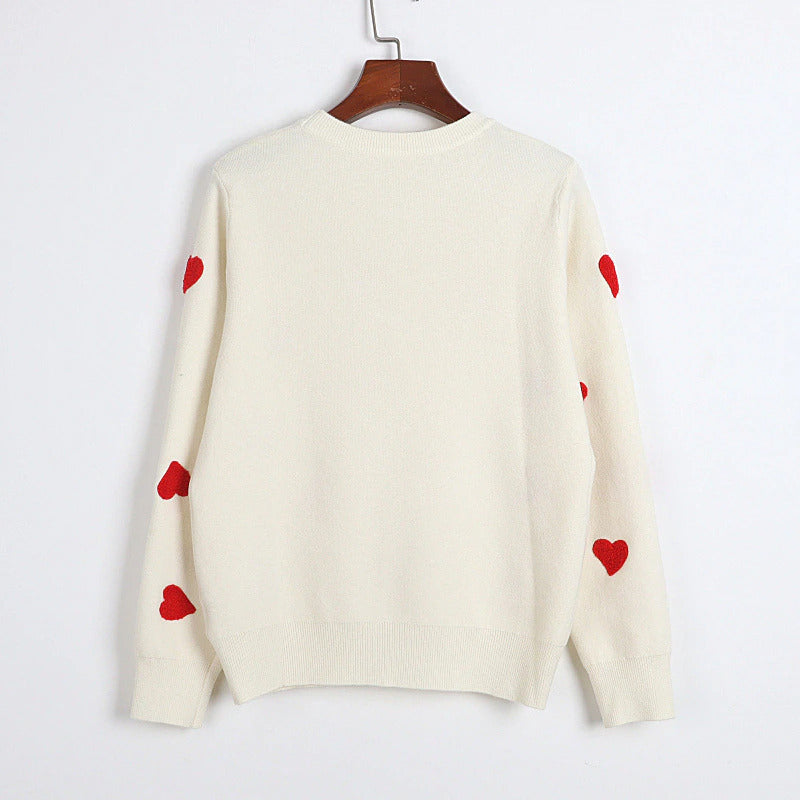 Love Heart Sweater Relaxed Fit Pullover Jumper Women's