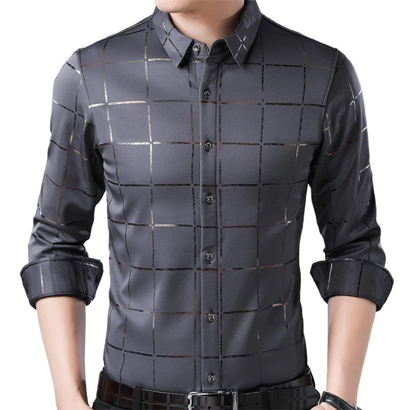 Dress Shirt Wrinkle-Resistant Office Business Work Menswear