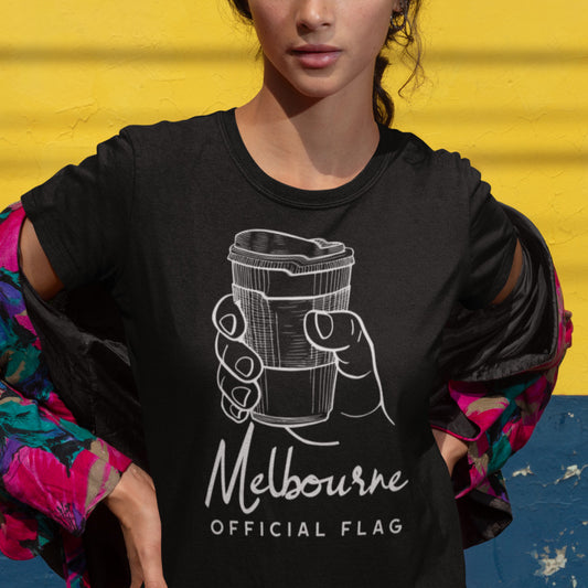 "Melbourne City Official Flag" (take away coffee cup) Funny T-shirt - Women's Top