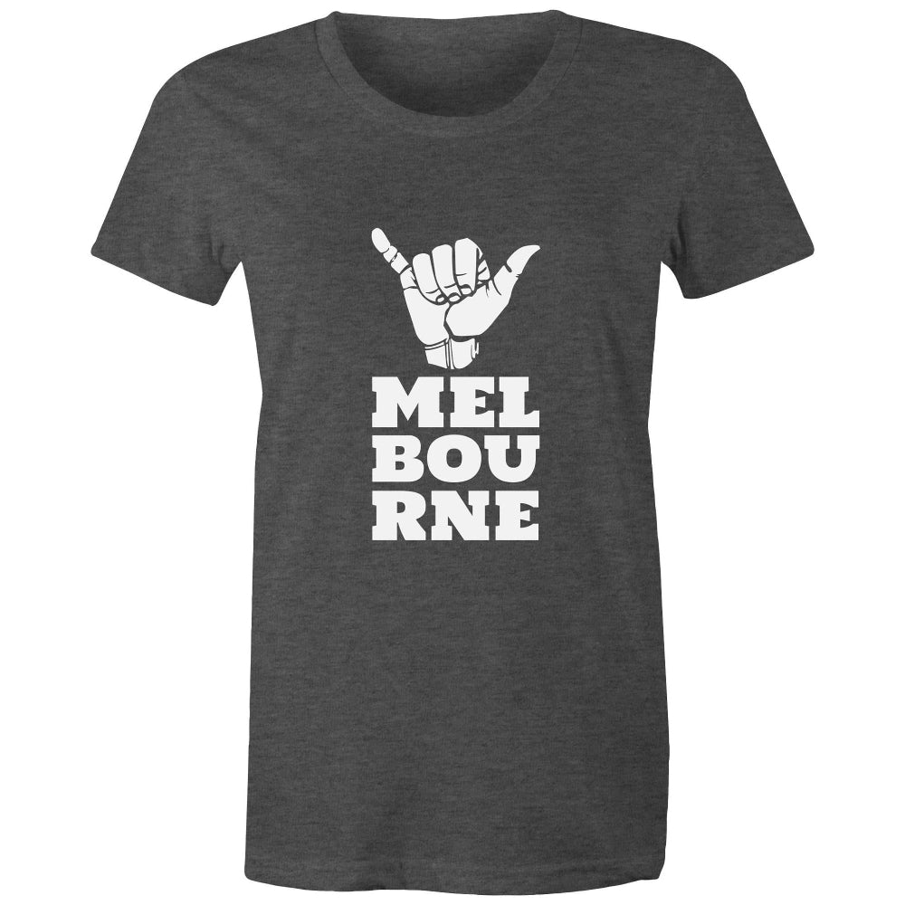 "Melbourne Shaka" Rock On Funny Hand Sign Women's T-shirt