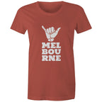 "Melbourne Shaka" Rock On Funny Hand Sign Women's T-shirt