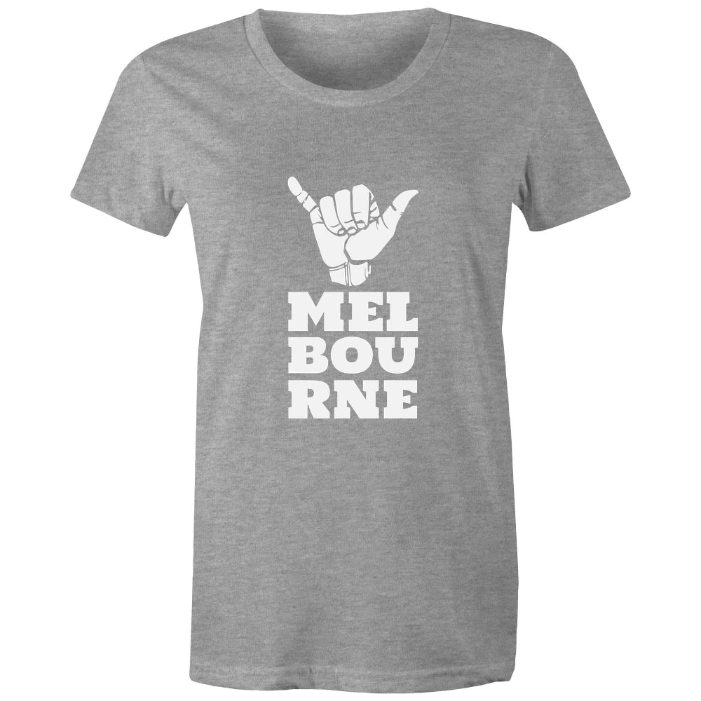 "Melbourne Shaka" Rock On Funny Hand Sign Women's T-shirt