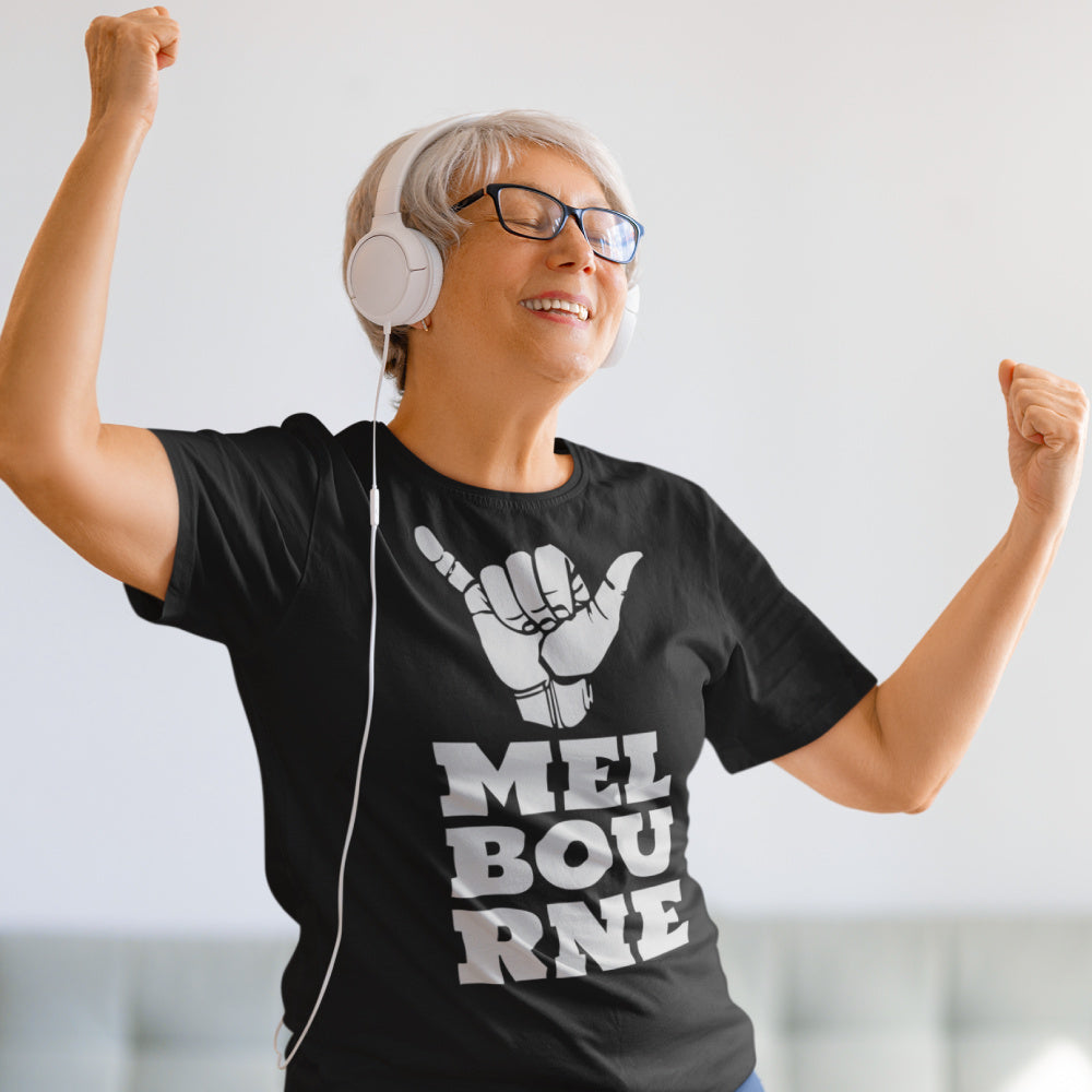 Women's T-shirt "Melbourne Shaka" Rock On Funny Hand Sign