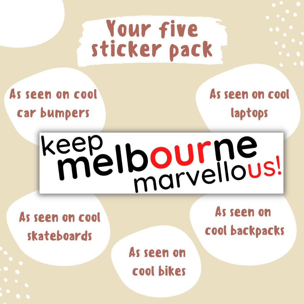 Keep Melbourne Marvellous! Bumper Laptop Stickers - White Background 20cm x 5cm