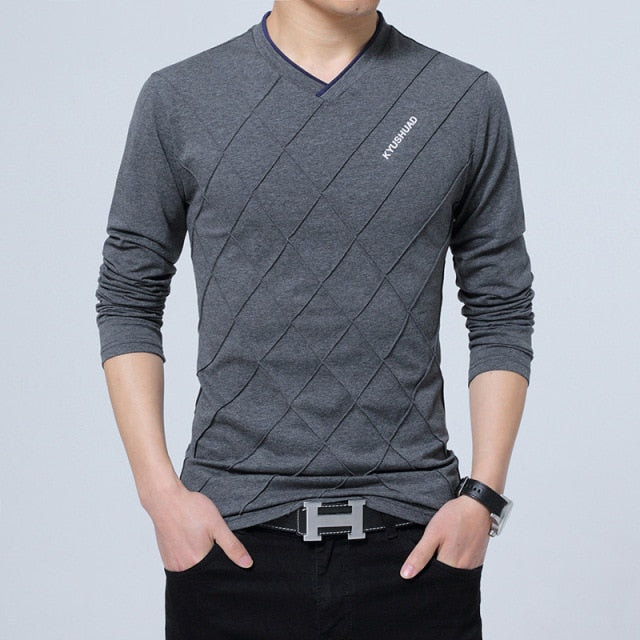 Men's Diamond Brand V-Neck Long-Sleeve T-Shirt