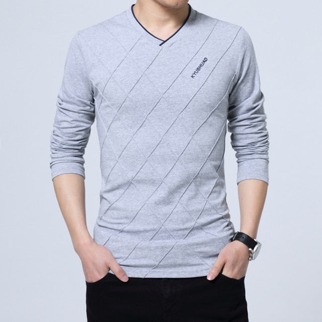Men's Diamond Brand V-Neck Long-Sleeve T-Shirt