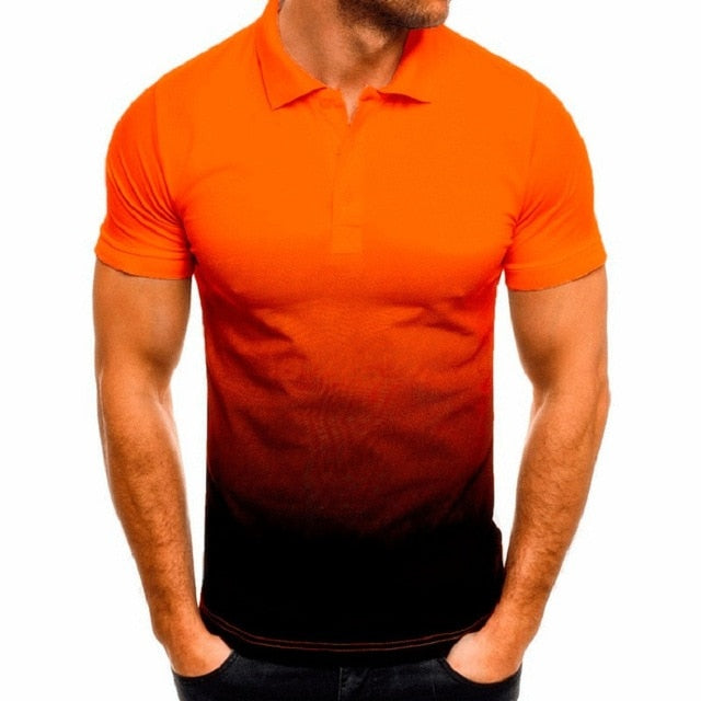 Men's Gradient Color Polo Shirt Big Man Sizes