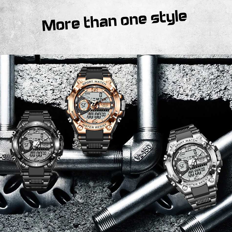 Dual Display Watch 50m Water Resistant With Stopwatch