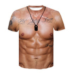Instant Muscles T-shirt 3D Ripped Abs Funny Party Bodybuilder Fancy Dress Costume Plus Sizes