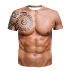 Instant Muscles T-shirt 3D Ripped Abs Funny Party Bodybuilder Fancy Dress Costume Plus Sizes
