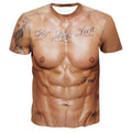 Instant Muscles T-shirt Ripped Abs Funny Bodybuilder Fancy Dress Party Costume