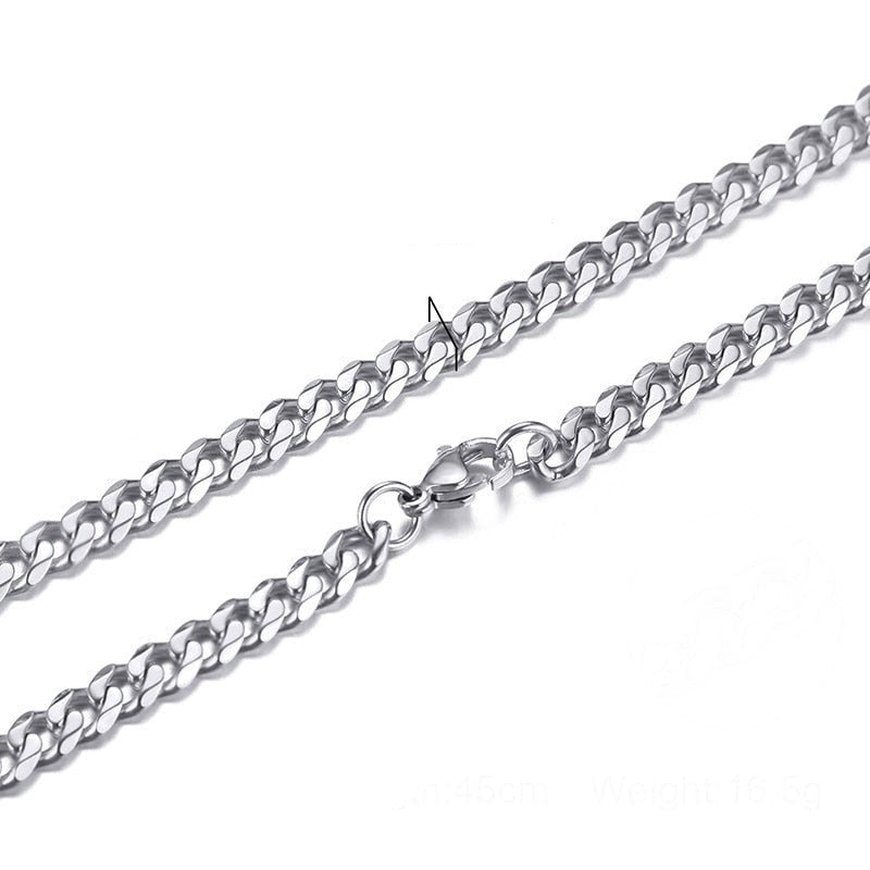 Big Links Necklace Chunky Choker Stainless Steel Cuban-Style Links 3mm to 7mm