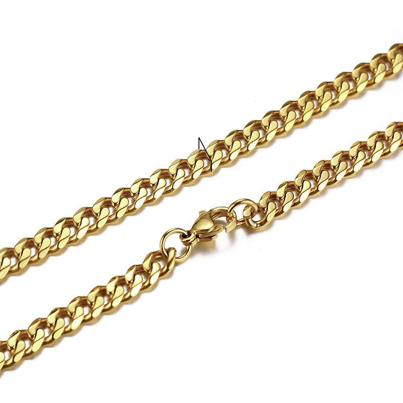 Big Links Necklace Chunky Choker Stainless Steel Cuban-Style Links 3mm to 7mm