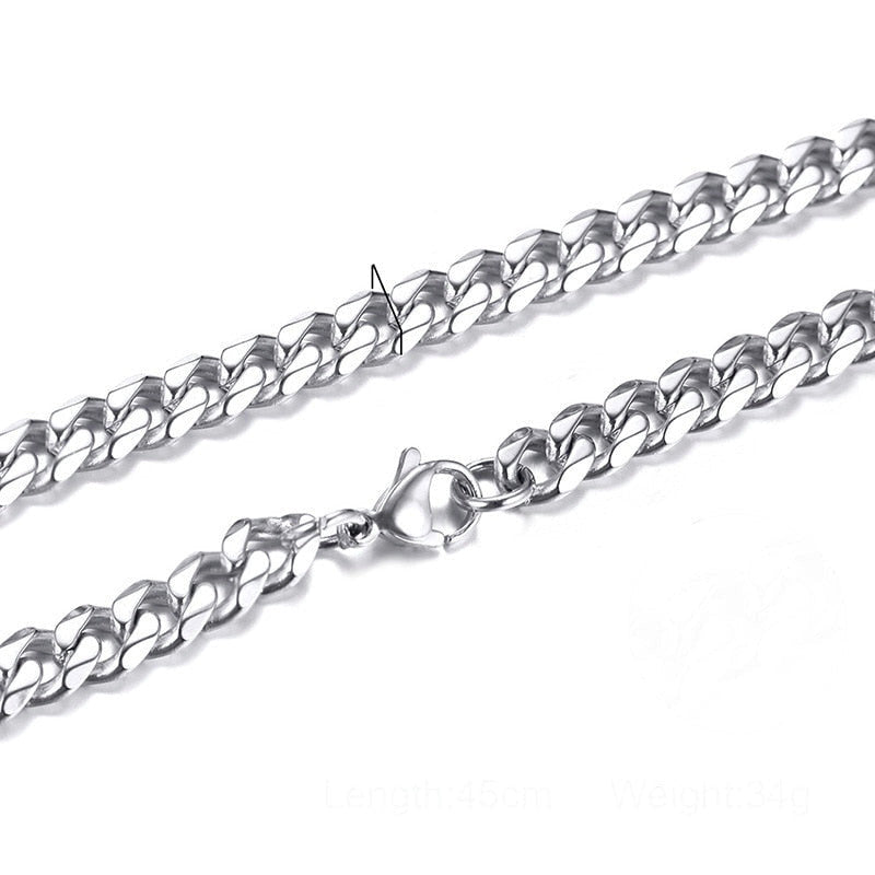 Big Links Necklace Chunky Choker Stainless Steel Cuban-Style Links 3mm to 7mm
