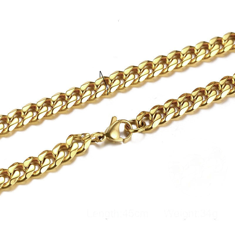 Big Links Necklace Chunky Choker Stainless Steel Cuban-Style Links 3mm to 7mm