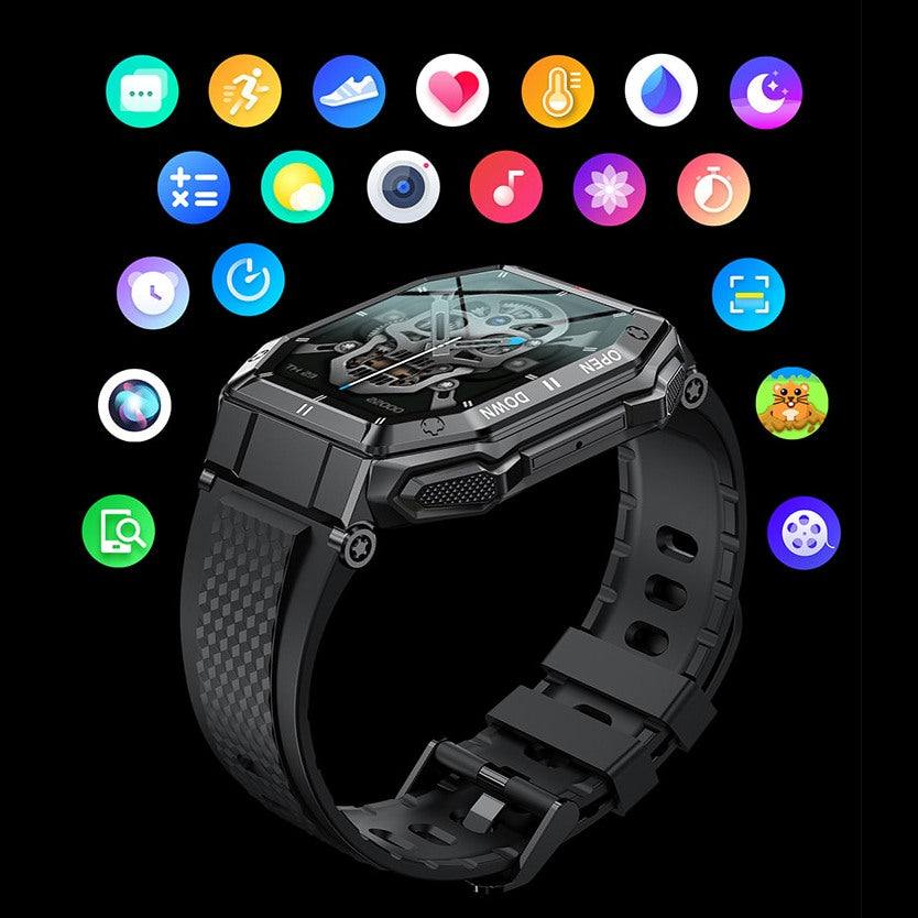 Tradies Durable Outdoors Smart Watch Sports Activity Data Monitoring with Bluetooth
