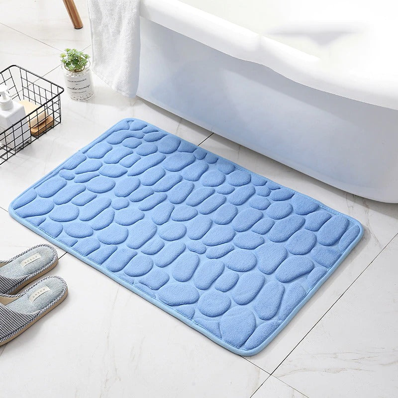 Cloud-Soft Non Slip Bath Mat Cobblestone Memory Foam Shower Rug