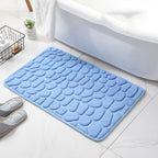Cloud-Soft Non Slip Bath Mat Cobblestone Memory Foam Shower Rug
