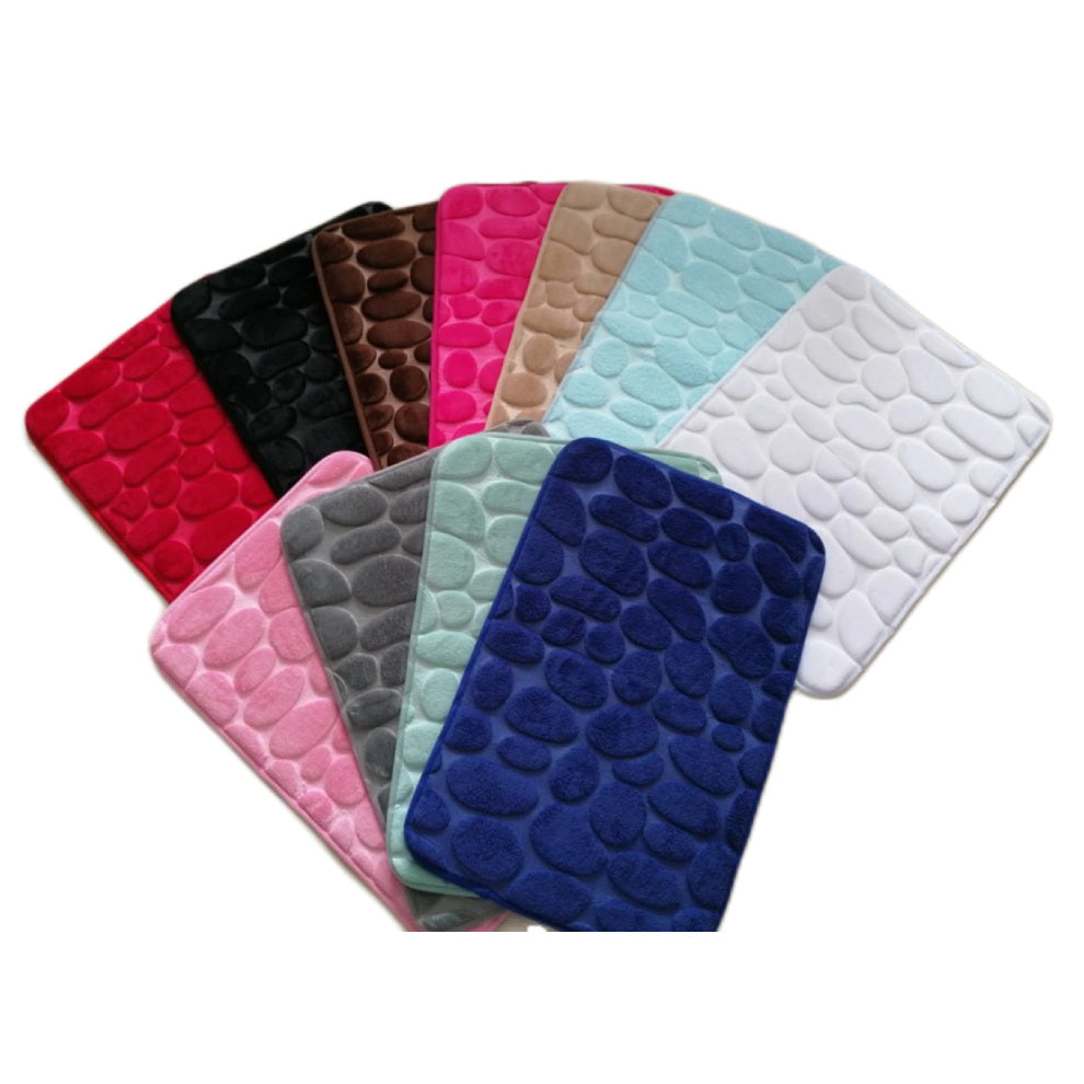 Cloud-Soft Non Slip Bath Mat Cobblestone Memory Foam Shower Rug