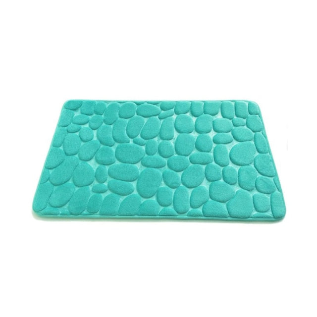 Cloud-Soft Non Slip Bath Mat Cobblestone Memory Foam Shower Rug