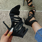 Peep Toe Pump Strappy High Heels Gladiator Shoes