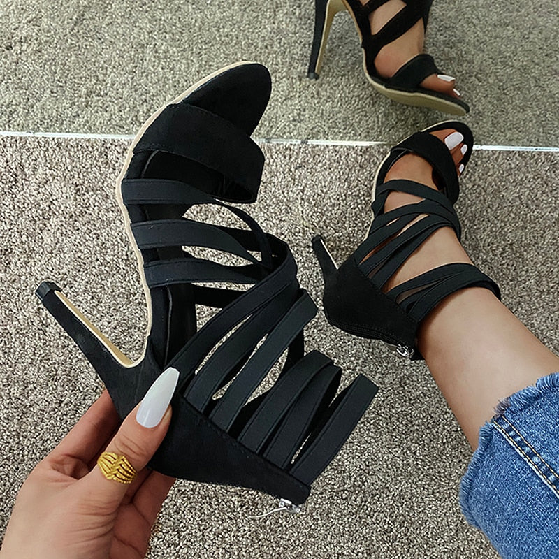 Peep Toe Pump Strappy High Heels Gladiator Shoes