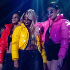 Shiny Bubble Puffer Parker Jacket Crop Top for Women