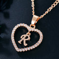 Love Heart Gold Necklace Letter Name Pendant Initials