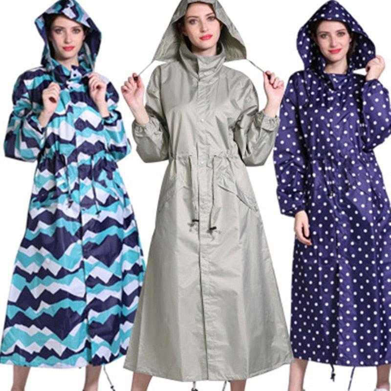 Rain Coat Long Stylish Windbreaker With Detachable Hood Women's