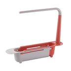 Adjustable Length Kitchen Sink Dishes Rack Sponge Holder Caddy