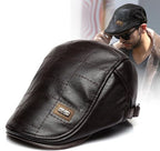 Leather Peaked Golf Cap Retro Gatsby London Taxi Cabbie Duckbill Crafted Leather Hat