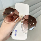Rimless Sunglasses Oversized Gradient Polarised Lenses