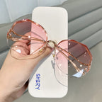 Rimless Sunglasses Oversized Gradient Polarised Lenses