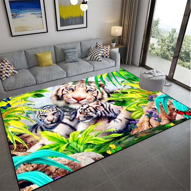 Rug Leopard / Tiger Print Jungle Cat Floor Covering Carpet Mat