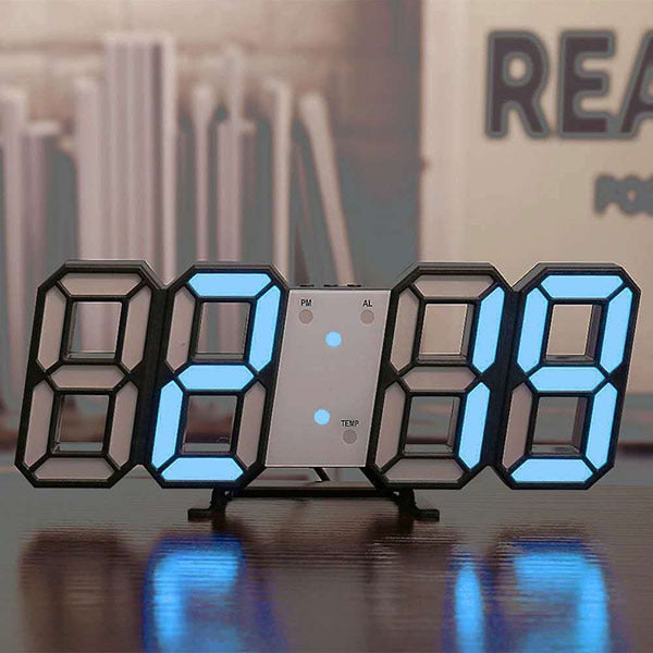 Wall Clock 3D Digital LED Illuminated Desk Home Office Lighting Decor