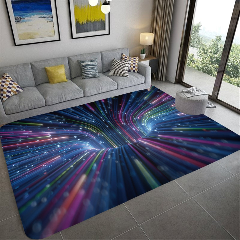 Trippy Optical Illusion 3D Vortex Mat Printed Rug Home Floor Carpet