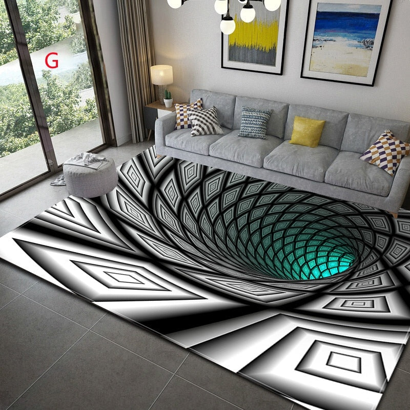 Trippy Optical Illusion 3D Vortex Mat Printed Rug Home Floor Carpet