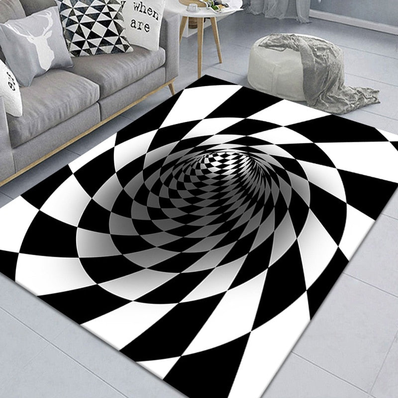 Trippy Optical Illusion 3D Vortex Mat Printed Rug Home Floor Carpet
