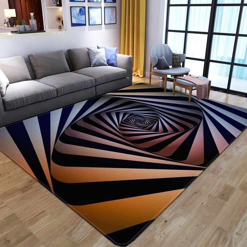 Trippy Optical Illusion 3D Vortex Mat Printed Rug Home Floor Carpet