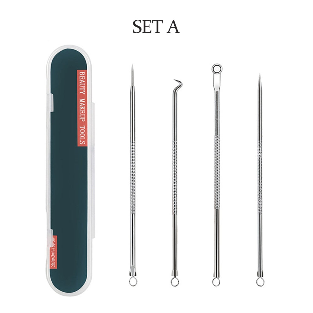 Blackhead Pimples 4pcs Stainless Steel Tools Set How To Pop Pimples Professional Kit