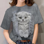 Cat Women's T-Shirt - Kittens Printed Tee Plus Sizes