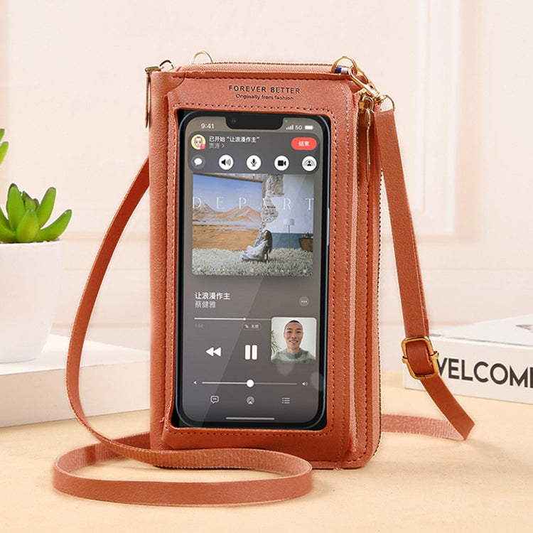 See-Through Mobile Phone Touchscreen Purse Cell Phone Case Clutch Clear Screen Crossbody Shoulder Bag