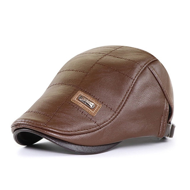 Leather Golf Peaked Cap Retro Gatsby PU Hat