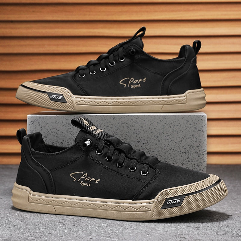 Slip-On No-Tie Ice Silk Canvas Sneakers With Elastic Laces